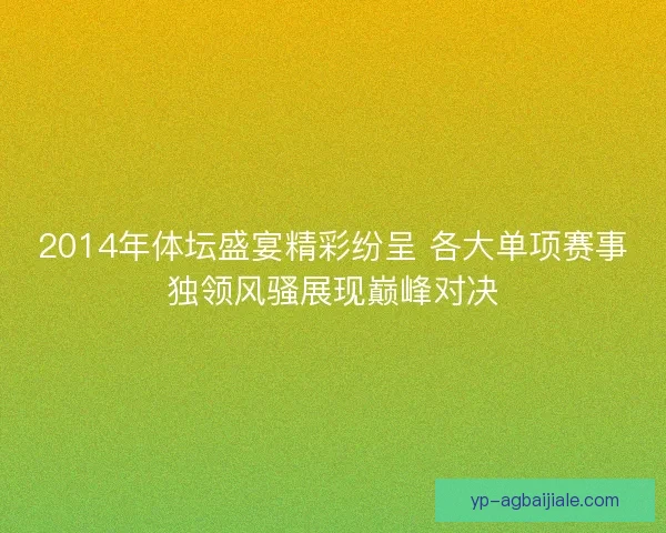 2014年体坛盛宴精彩纷呈 各大单项赛事独领风骚展现巅峰对决