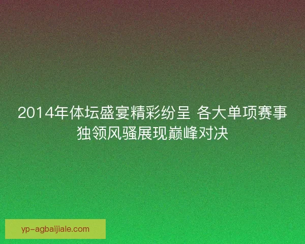 2014年体坛盛宴精彩纷呈 各大单项赛事独领风骚展现巅峰对决